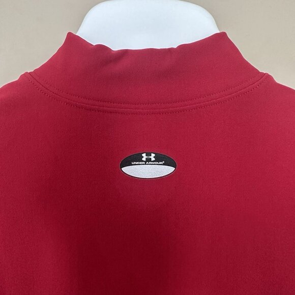 Under Armour Compression Top Women L Long Sleeve Red Base Layer Cold Gear Mock - Picture 6 of 11